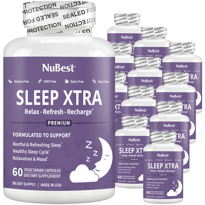 Sleep Xtra, Natural Non-Habit Forming Sleep Aid for Teens & Adults, 60 Vegan Capsules by NuBest Nutrition®