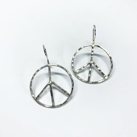 Rustic Peace Sign Earrings - Let There Be Peace Earrings - Small by Jennifer Cervelli Jewelry