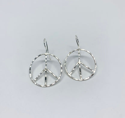 Rustic Peace Sign Earrings - Let There Be Peace Earrings - Small by Jennifer Cervelli Jewelry