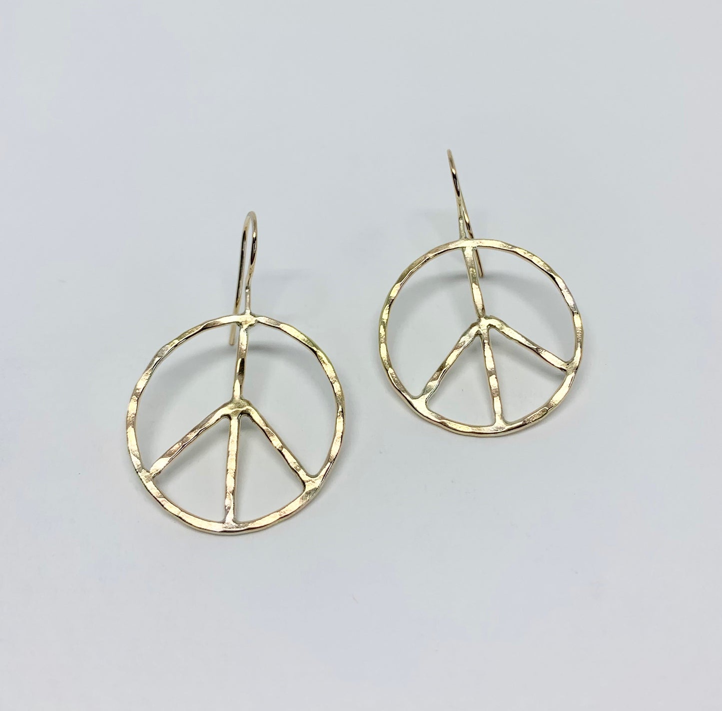 Rustic Peace Sign Earrings - Let There Be Peace Earrings - Small by Jennifer Cervelli Jewelry