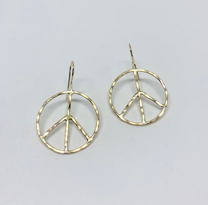 Rustic Peace Sign Earrings - Let There Be Peace Earrings - Small by Jennifer Cervelli Jewelry