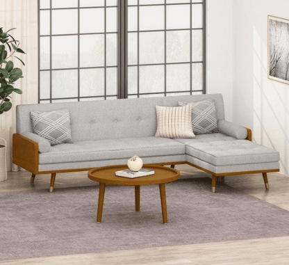 Sofa Mid Century Sectional Style Modern L Shaped With Walnut Details by Plugsus Home Furniture