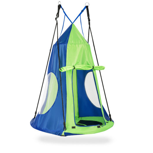 2-in-1 40 Inch Kids Hanging Chair Detachable Swing Tent Set-Green by VYSN