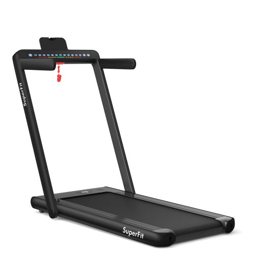 2-in-1 Electric Motorized Folding Treadmill with Dual Display-Black by VYSN