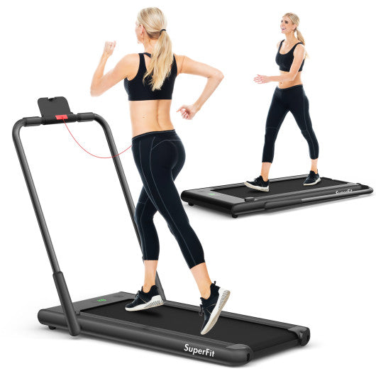 2-in-1 Folding Treadmill with Remote Control and LED Display-Black by VYSN