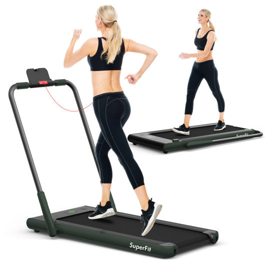 2-in-1 Folding Treadmill with Remote Control and LED Display-Green by VYSN