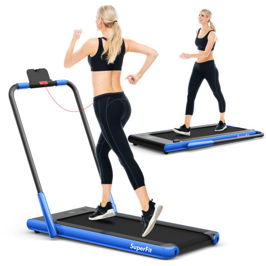 2-in-1 Folding Treadmill with Remote Control and LED Display-Blue by VYSN