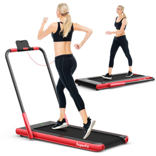 2-in-1 Folding Treadmill with Remote Control and LED Display-Red by VYSN