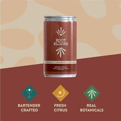 Root Elixirs Sparkling Spiced Apple Premium Cocktail Mixer *Limited-edition- 8 Cans 7.5 oz by Farm2Me