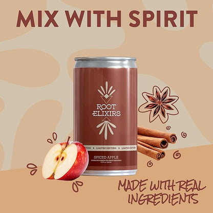 Root Elixirs Sparkling Spiced Apple Premium Cocktail Mixer *Limited-edition- 8 Cans 7.5 oz by Farm2Me