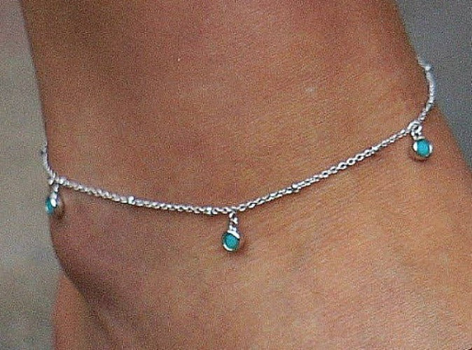 3 Stone Turquoise Anklet by Fashion Hut Jewelry