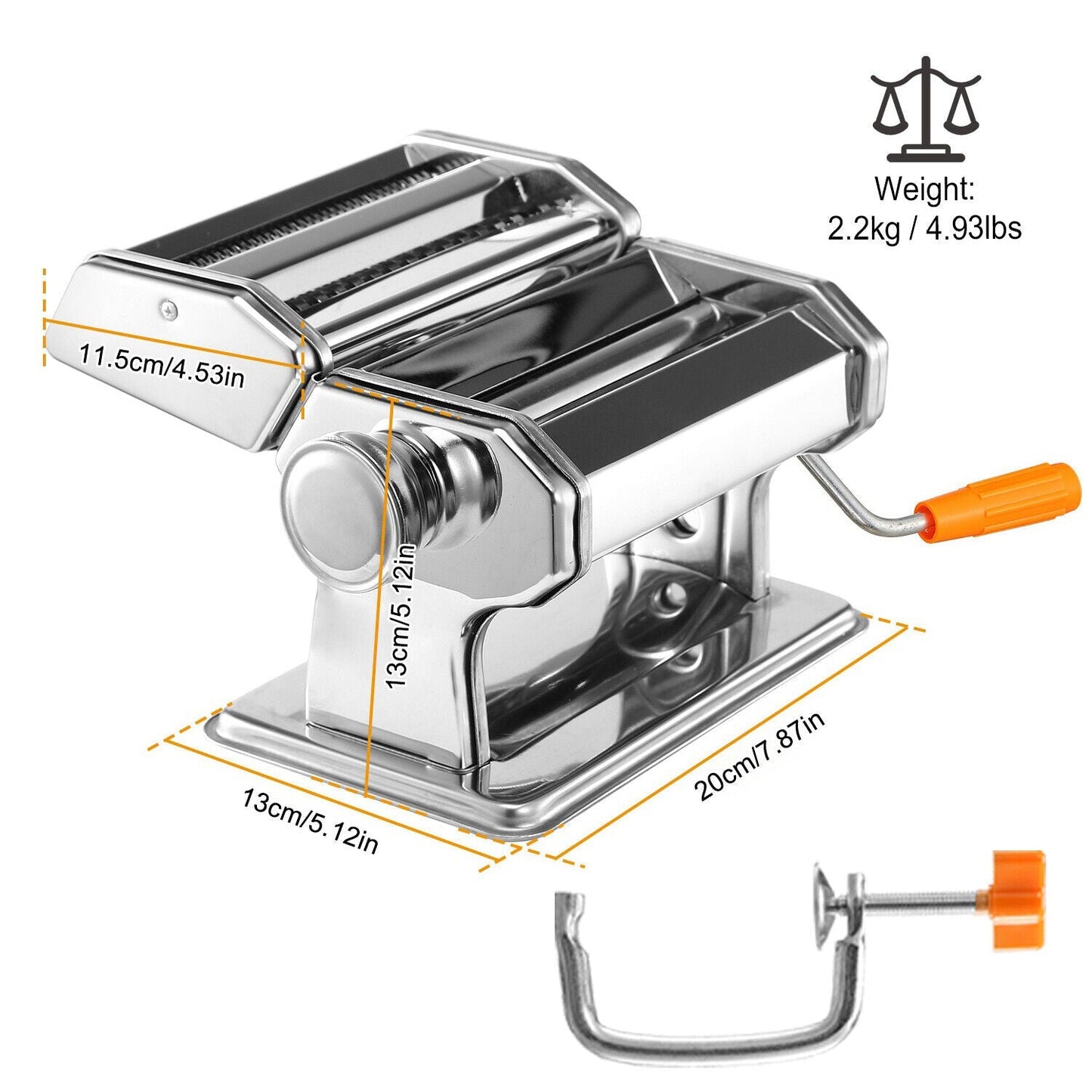 Stainless Steel Fresh Pasta Maker Roller Machine for Spaghetti Noodle Fettuccine by Plugsus Home Furniture