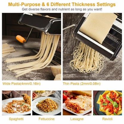 Stainless Steel Fresh Pasta Maker Roller Machine for Spaghetti Noodle Fettuccine by Plugsus Home Furniture