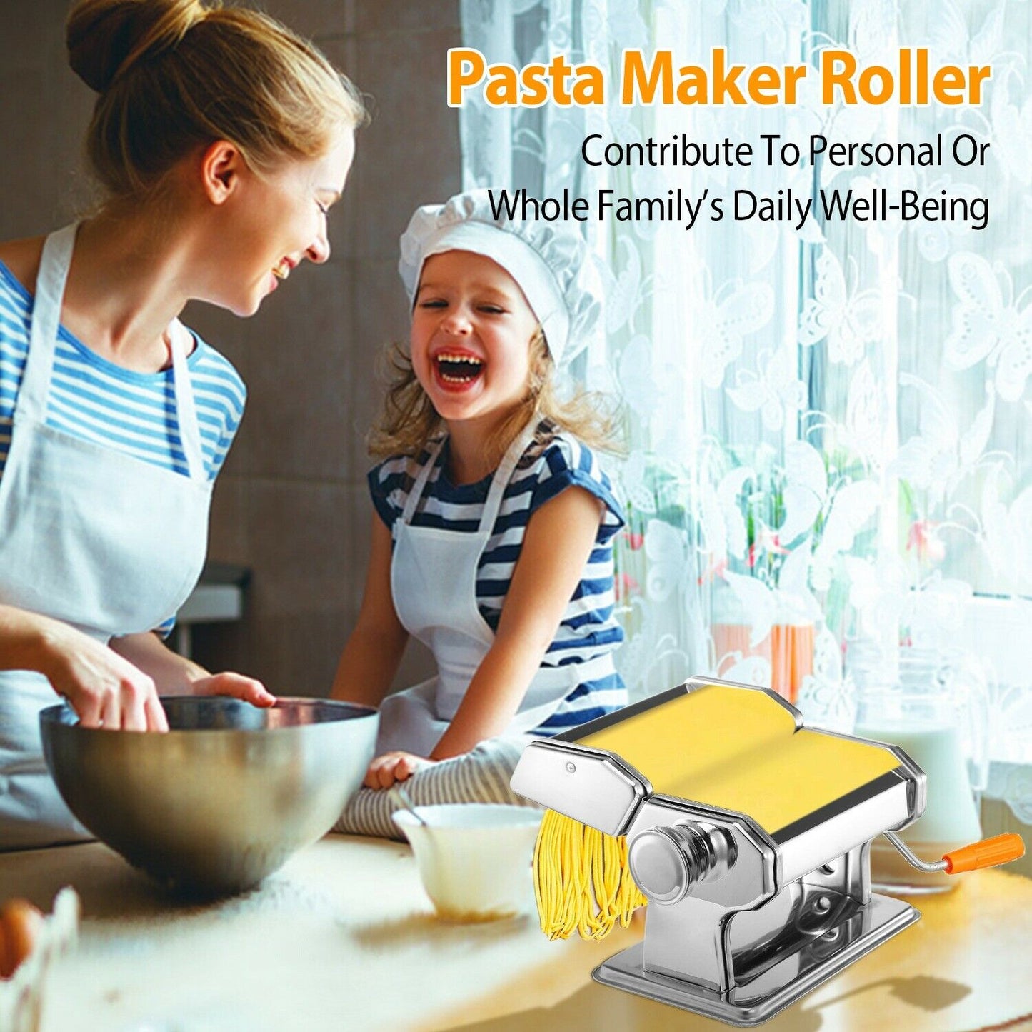 Stainless Steel Fresh Pasta Maker Roller Machine for Spaghetti Noodle Fettuccine by Plugsus Home Furniture