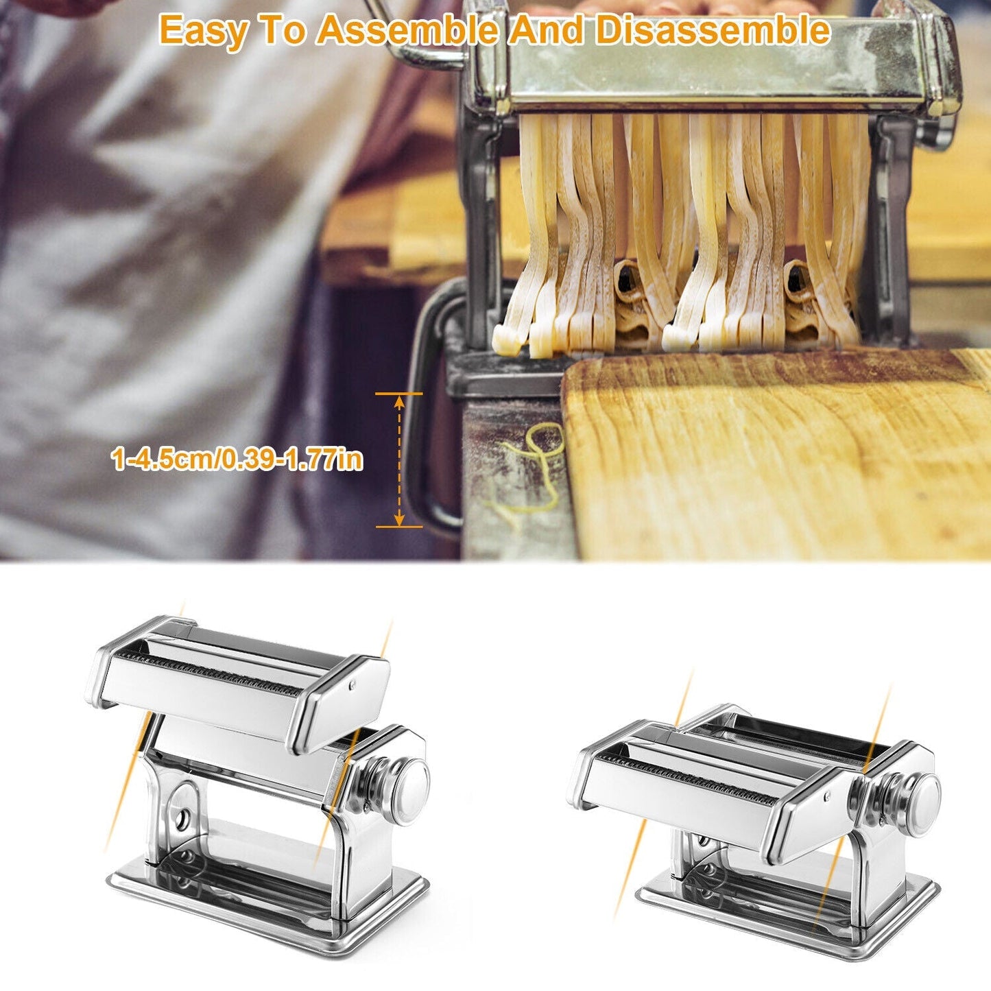 Stainless Steel Fresh Pasta Maker Roller Machine for Spaghetti Noodle Fettuccine by Plugsus Home Furniture