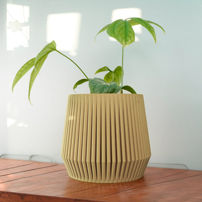 Stratos Modern Plant Pot with Drainage, 3D Printed Planter Pot Unique Modern Ribbed Design, Lightweight Stratos by Rosebud HomeGoods