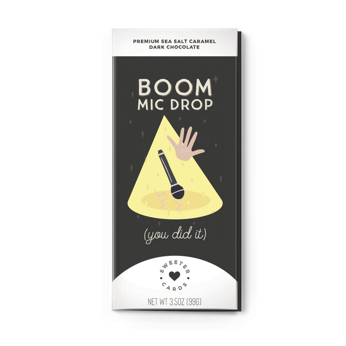 Sweeter Cards - 'Boom Mic Drop (You Did It)' Sea Salt Caramel Dark Chocolate Bar (3.5OZ) by The Epicurean Trader