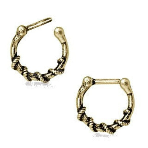 Rope Wrapped Antique Gold Plated Septum Clicker by Fashion Hut Jewelry