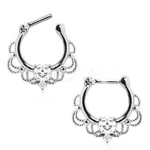 316L Stainless Steel Made For Royalty Ornate Septum Clicker by Fashion Hut Jewelry