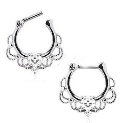 316L Stainless Steel Made For Royalty Ornate Septum Clicker by Fashion Hut Jewelry