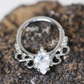 316L Stainless Steel Made for Royalty Annealed Ornate Seamless Ring / Septum Ring by Fashion Hut Jewelry