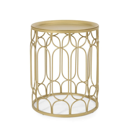 Tamarisk Modern Glam End Table, Champagne Gold by Plugsus Home Furniture