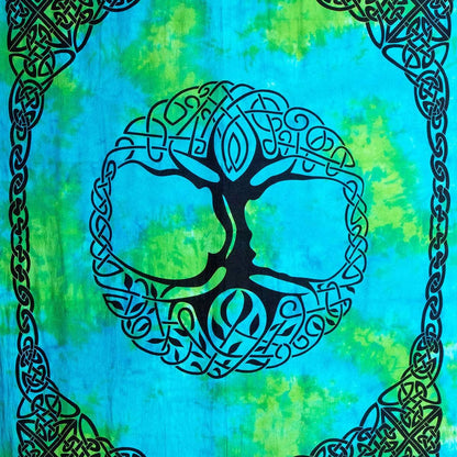 Celtic Tree of Life Tie Dye Tapestry w/Fringe by Tiny Rituals