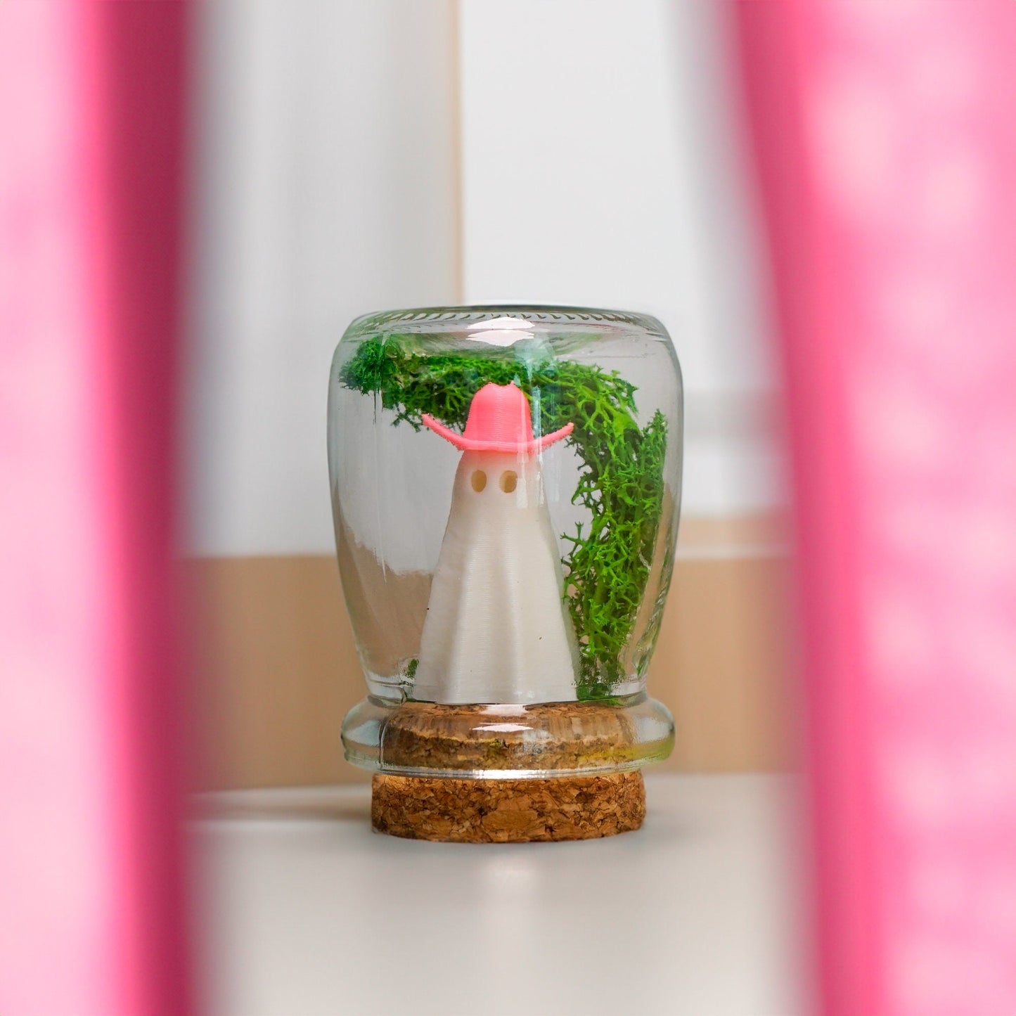 Taylor Swift Ghost in a Bottle with Pink Cowboy Hat, Cute Desk Pet for Work, Ghost with Feet, Fall, Halloween Decor, Spooky Season Gifts by Rosebud HomeGoods