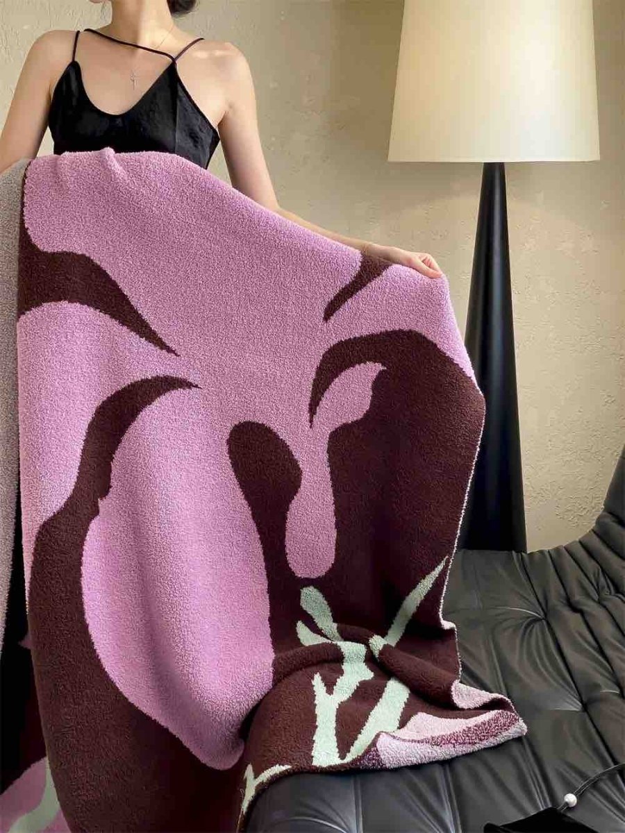 Terracotta Iris Throw Blanket - Warm Thick Earthy Tone Fall Blanket by INSPECIAL HOME