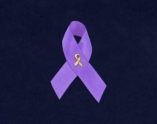 Testicular Cancer Awareness Purple Satin Ribbon Pins by Fundraising For A Cause