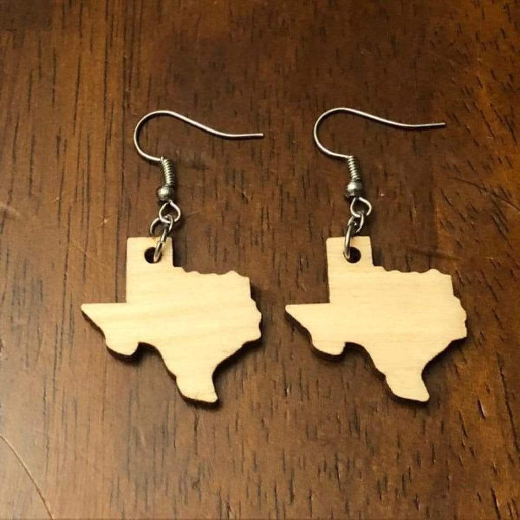 Texas State Wooden Dangle Earrings by Cate's Concepts, LLC