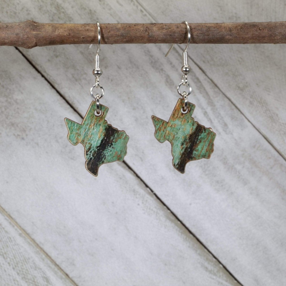 Texas State Wooden Dangle Earrings by Cate's Concepts, LLC