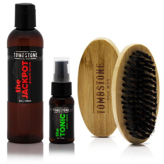 The Jackpot KGF Vegan Hair Growth Serum & The Tonic After Shave Kit w/ The Beard Brush by VYSN