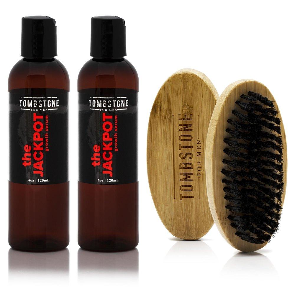 The Jackpot Vegan KGF Hair Growth Serum 2-Pack & The Beard Brush Set by VYSN