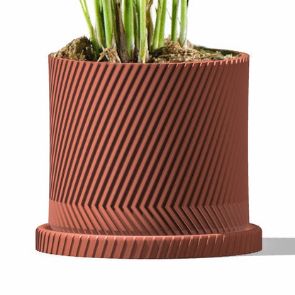 The Parallax Planter Pots with Draiange and Drip Tray, Unique Modern Plant Pot by Rosebud HomeGoods