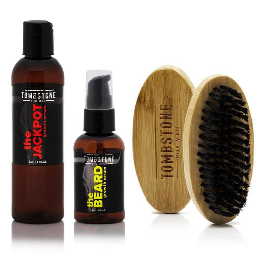 The Ultimate Keratinocyte Hair & Beard Growth Serum Kit w/ The Beard Brush - All Vegan by VYSN