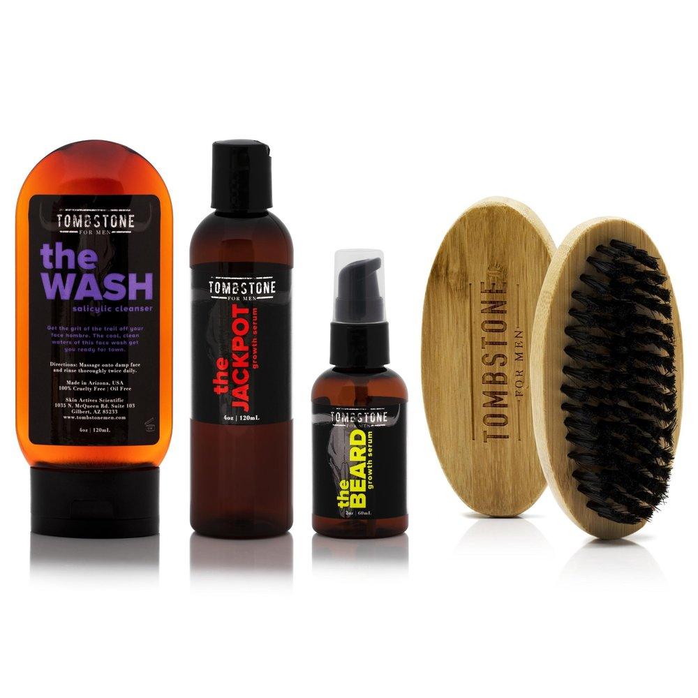 The Ultimate KGF Hair & Beard Growth Serum Set w/ Salicylic Cleanser & The Beard Brush - All Vegan by VYSN