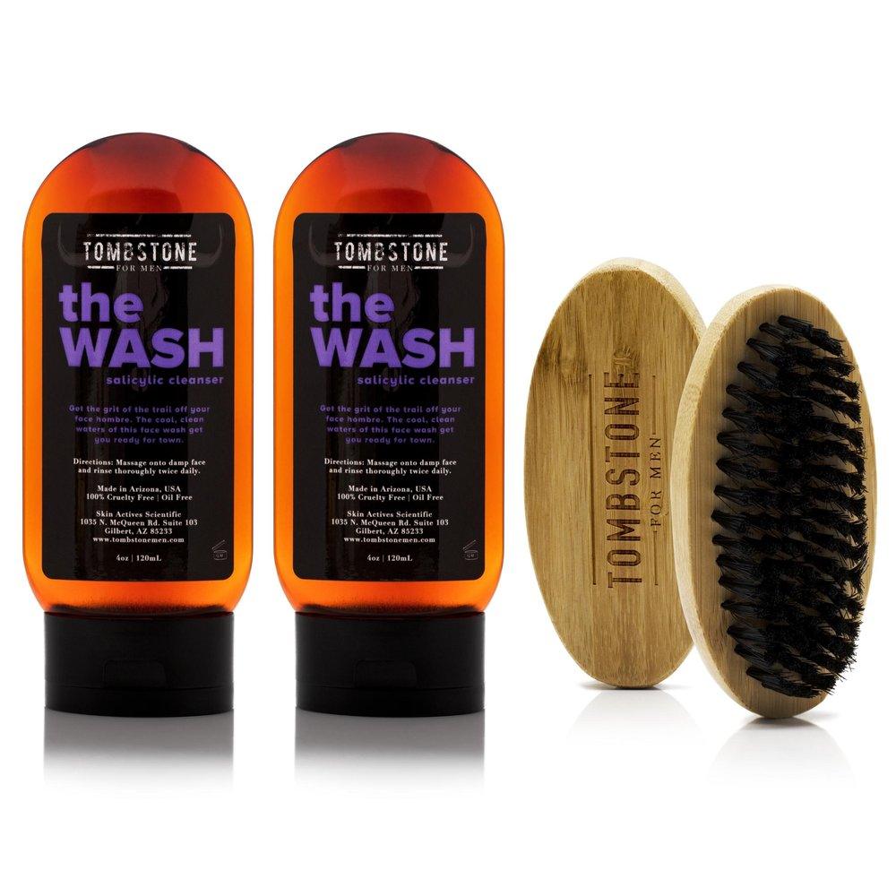 The Wash Vegan Oil-Free Salicylic Cleanser 2-Pack & The Beard Brush Set by VYSN