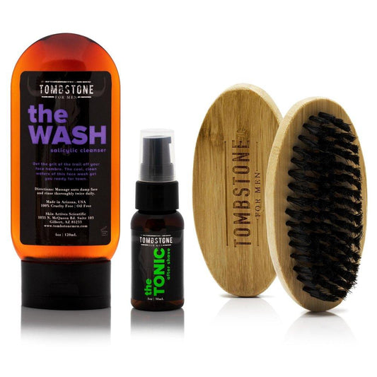 The Wash Vegan Salicylic Cleanser & The Tonic After Shave Set w/ The Beard Brush by VYSN