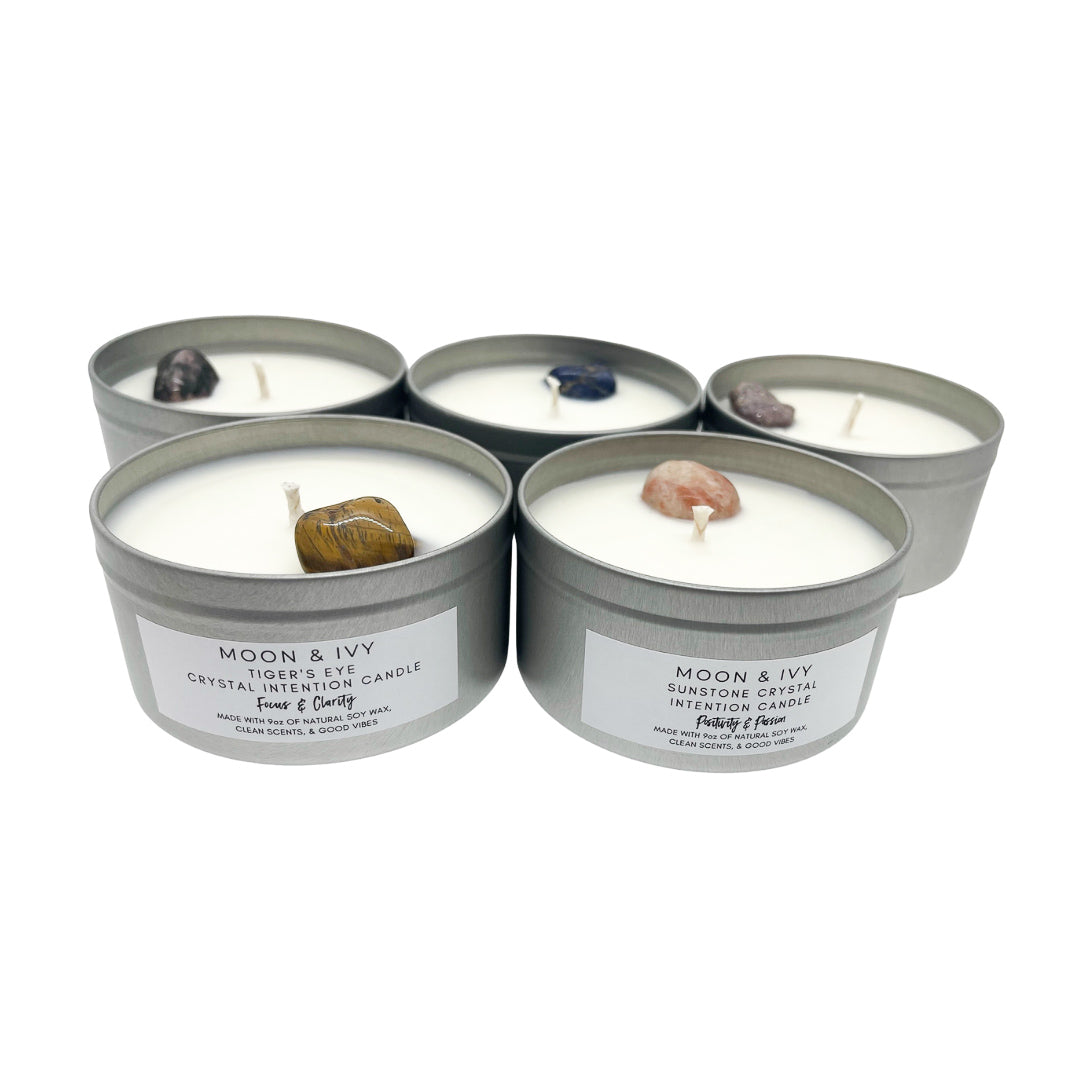 JOURNEY COLLECTION Choose Your Crystal 9oz Natural Soy Wax Intention Candle by Moon & Ivy