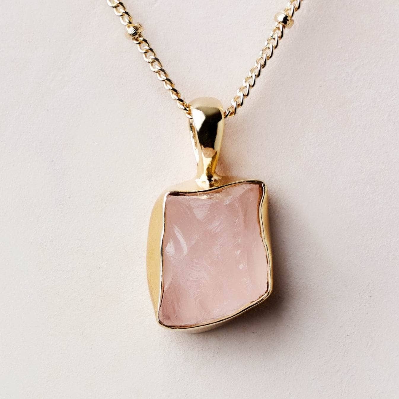 Rose Quartz Raw Crystal Necklace by Tiny Rituals