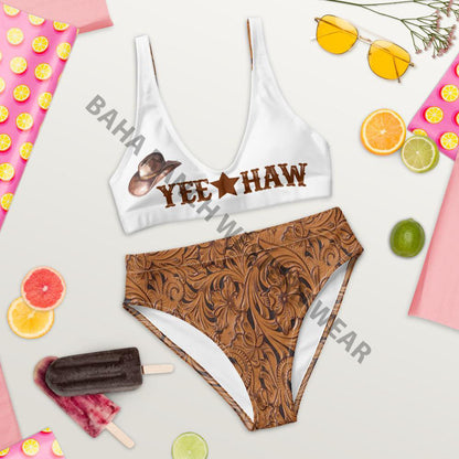 Yeehaw Tooled Leather Print Bikini by Baha Ranch Western Wear