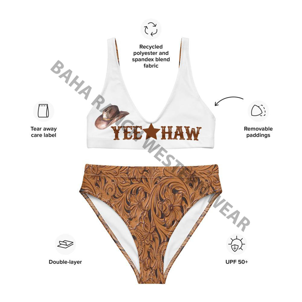 Yeehaw Tooled Leather Print Bikini by Baha Ranch Western Wear