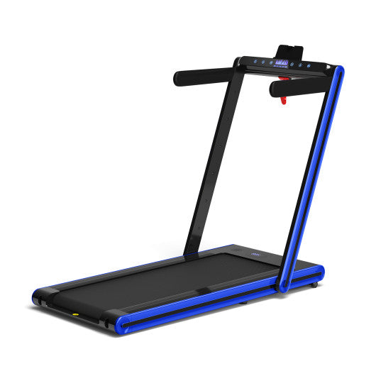 2-in-1 Folding Treadmill with Dual LED Display-Navy by VYSN