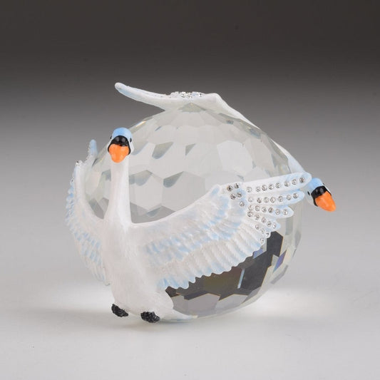 Two White Swans on Crystal Ball by Keren Kopal