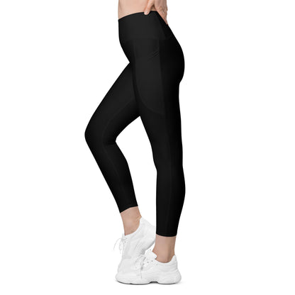 Women's Tropical Black Sea Yoga Leggings by Tropical Seas Clothing