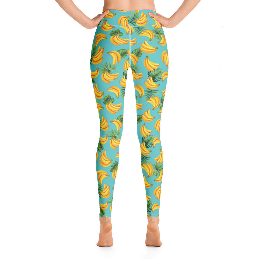 Women's Tropical Banana Mania Yoga Leggings by Tropical Seas Clothing