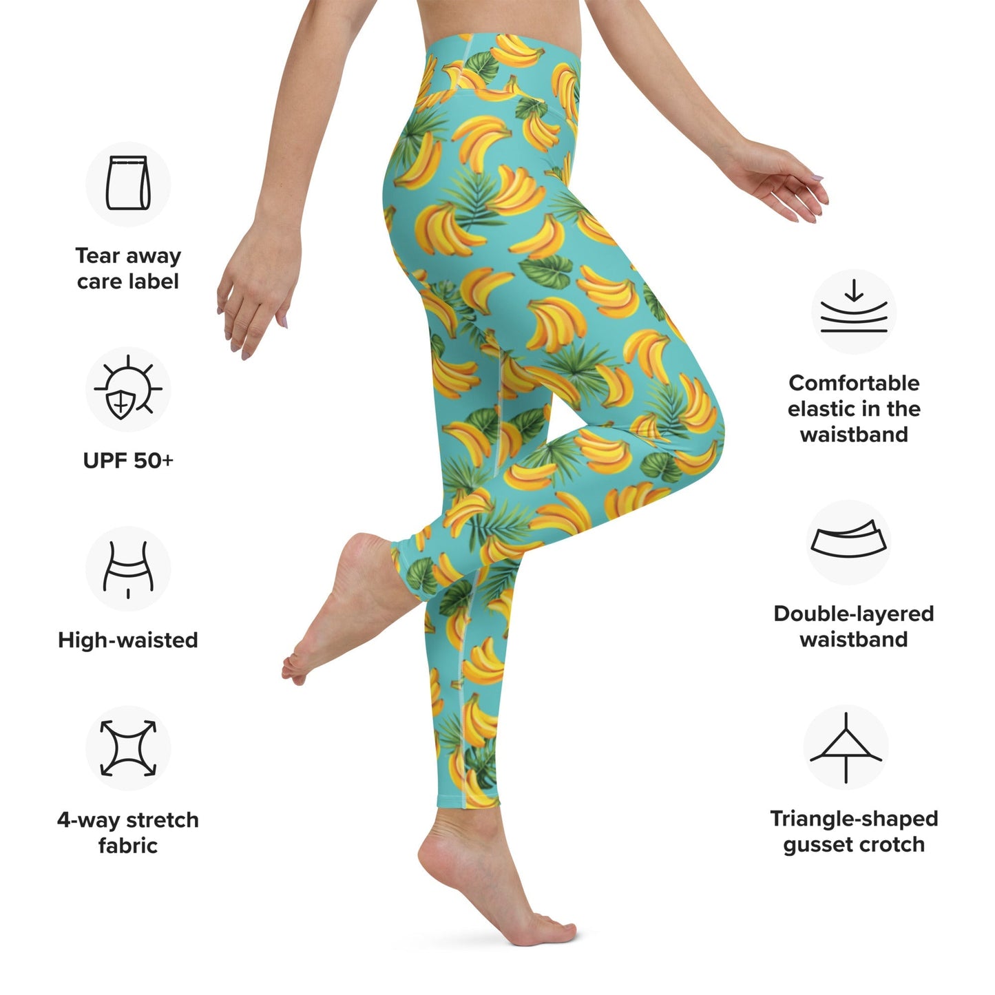 Women's Tropical Banana Mania Yoga Leggings by Tropical Seas Clothing