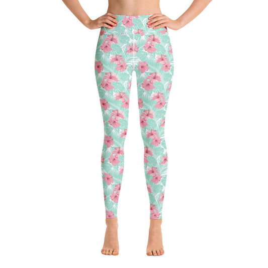 Women's Tropical Island Floral Yoga Leggings by Tropical Seas Clothing