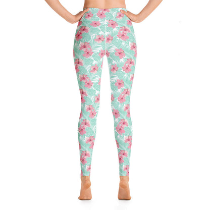 Women's Tropical Island Floral Yoga Leggings by Tropical Seas Clothing